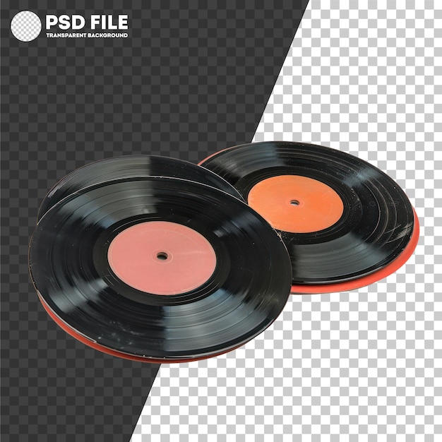 PSD Collection of vintage vinyl records with colorful labels