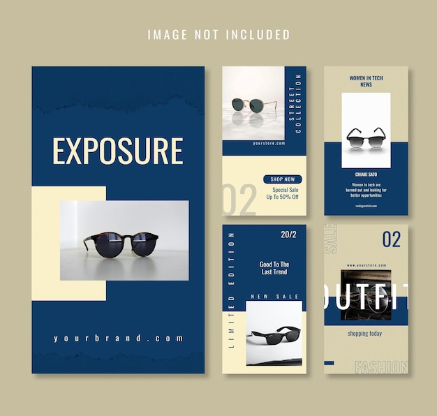 PSD Collection Pack van Fashion Glasses Design voor sociale media en Instagram Story Template