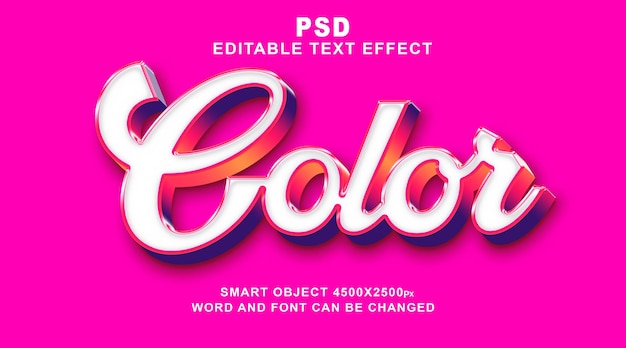 Psd colore 3d modificabile in stile effetto testo photoshop con sfondo