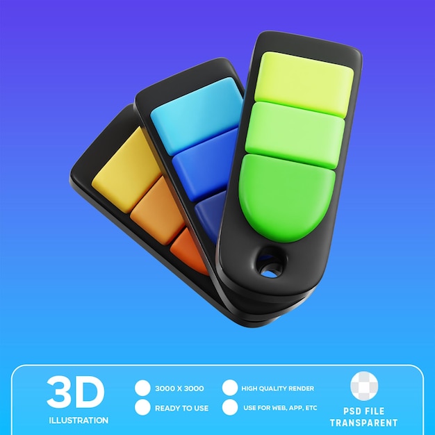 PSD illustrazione 3d della palette a colori psd