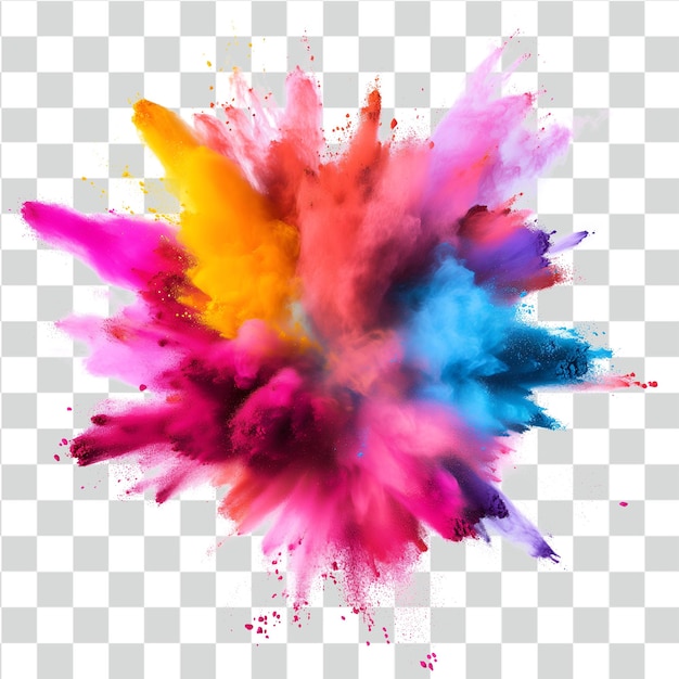 Psd color powder explosion on transparent background