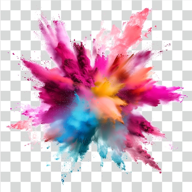 Psd color powder explosion on transparent background