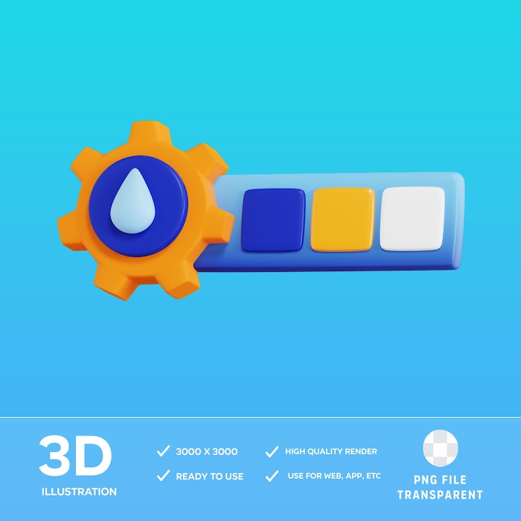 PSD psd color setting 3d illustration