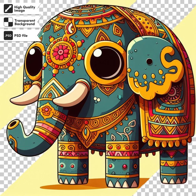 PSD psd colorful elephant cartoon illustration on transparent background with editable mask layer