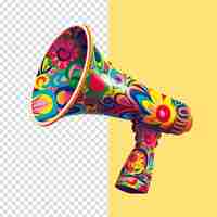 PSD psd colorful megaphone 3d render realistic on isolated transparent background