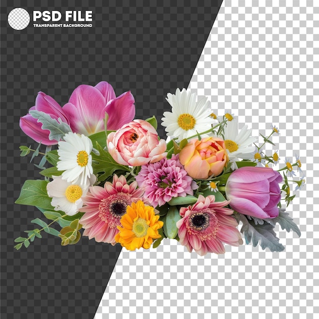 Psd bouquet di fiori misti colorati