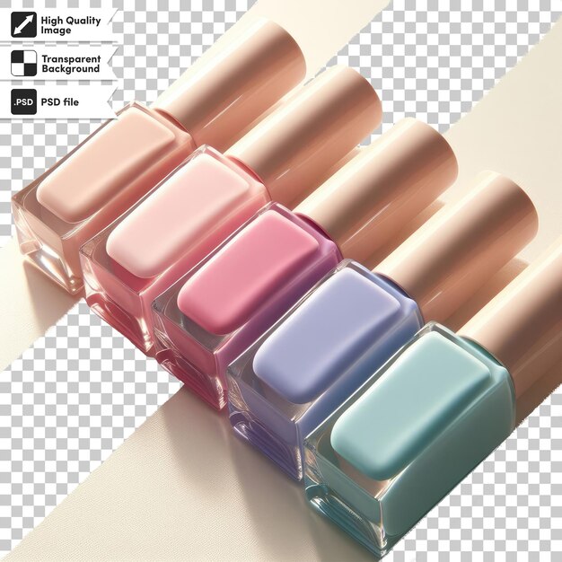 PSD psd colorful nail polish bottles on transparent background