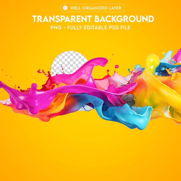 PSD Colorful Paint Splash Transparent PNG