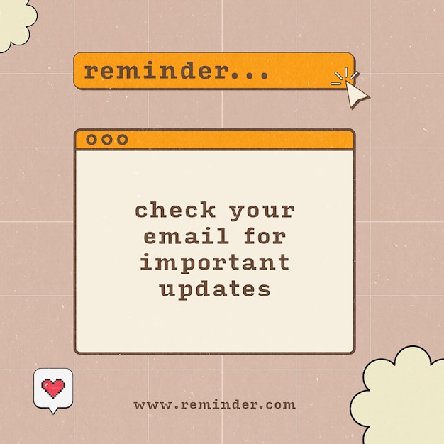 PSD Colorful Reminder Pop Up Cartoon Design Concept dla mediów społecznościowych i szablonu postów na Instagramie