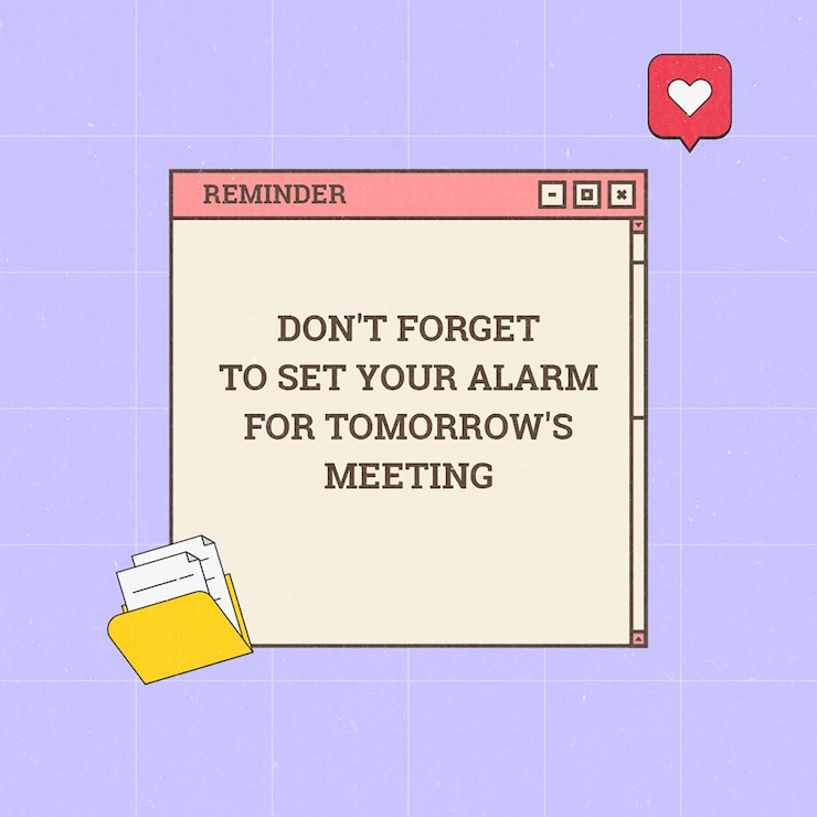PSD psd colorful reminder pop up cartoon design concept for social media and instagram post template