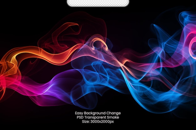 PSD psd colorful smoke isolated on transparent black background