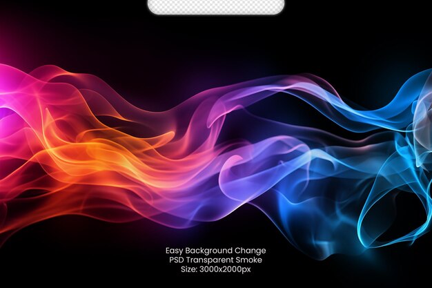 PSD psd colorful smoke isolated on transparent black background