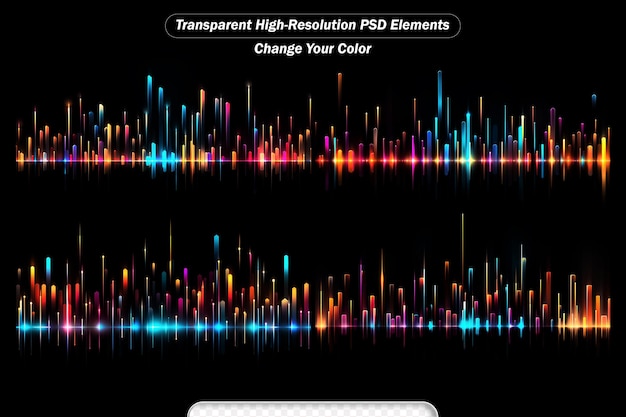 PSD psd colorful sound wave equalizer vector design set