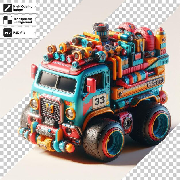 PSD psd colorful toy car on transparent background