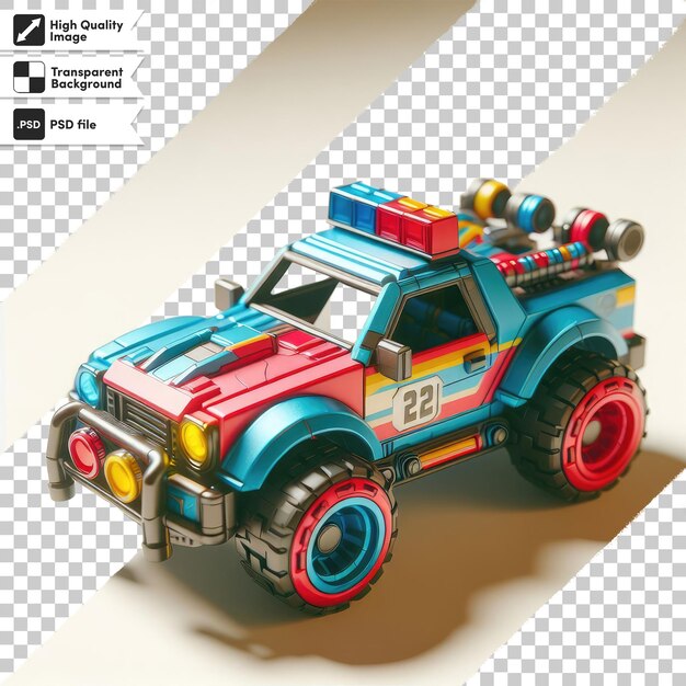 PSD psd colorful toy car on transparent background