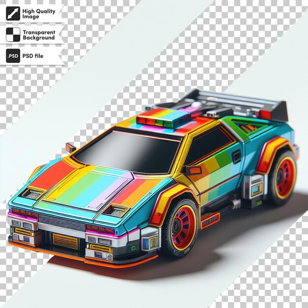 Psd colorful toy car on transparent background