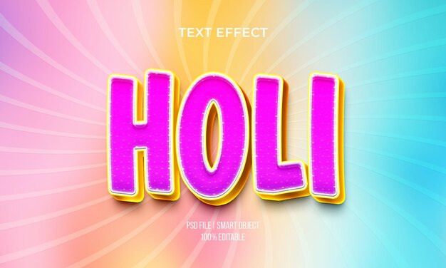 Psd colorfull holi text efffect template