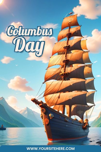 Psd columbus dag viering poster