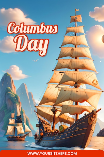 Psd columbus dag viering poster
