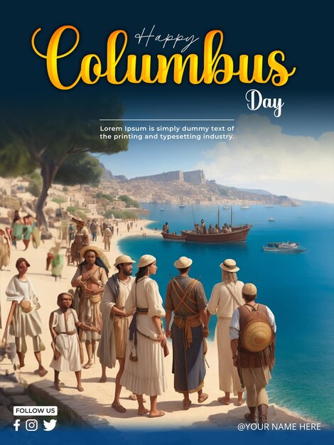 PSD psd columbus day celebration poster design template