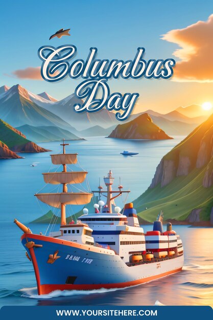 PSD psd columbus day celebration poster