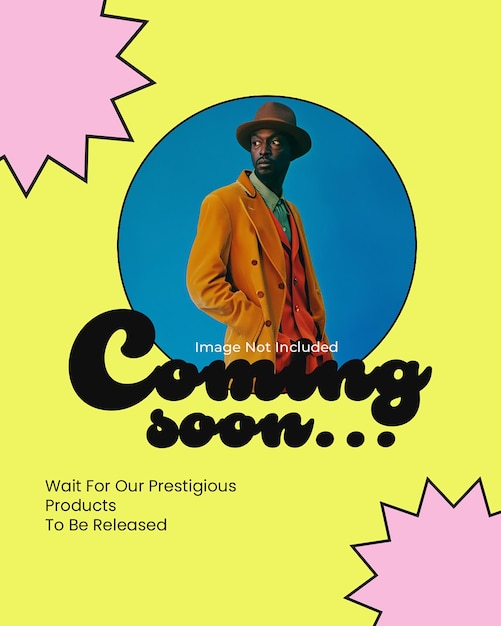 PSD Coming Soon Announcement in Retro Style Instagram Template Design