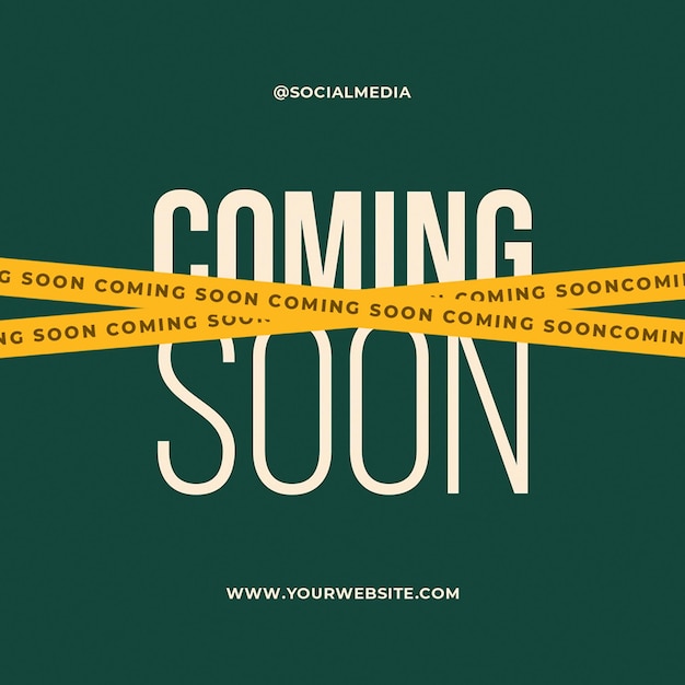 psd coming soon on dark green background instagram post template