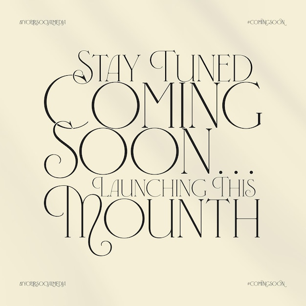 PSD Coming Soon Typography Design voor sociale media en Instagram Post Template
