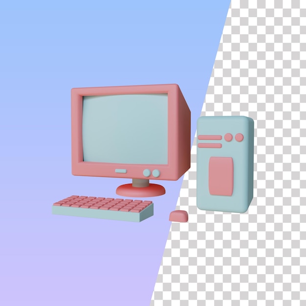 PSD Computer 3D Icon Illustration