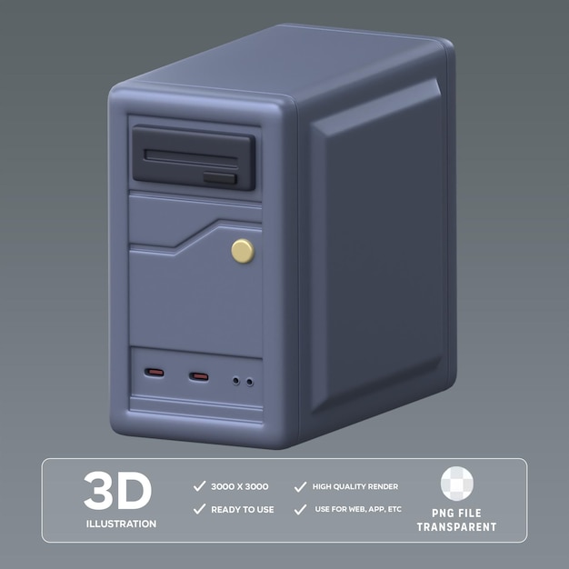 PSD computer case 3D Illustration
