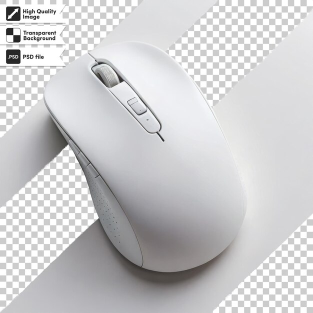 PSD computer mouse on the table on transparent background with editable mask layer