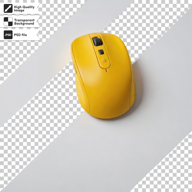 PSD computer mouse on the table on transparent background with editable mask layer