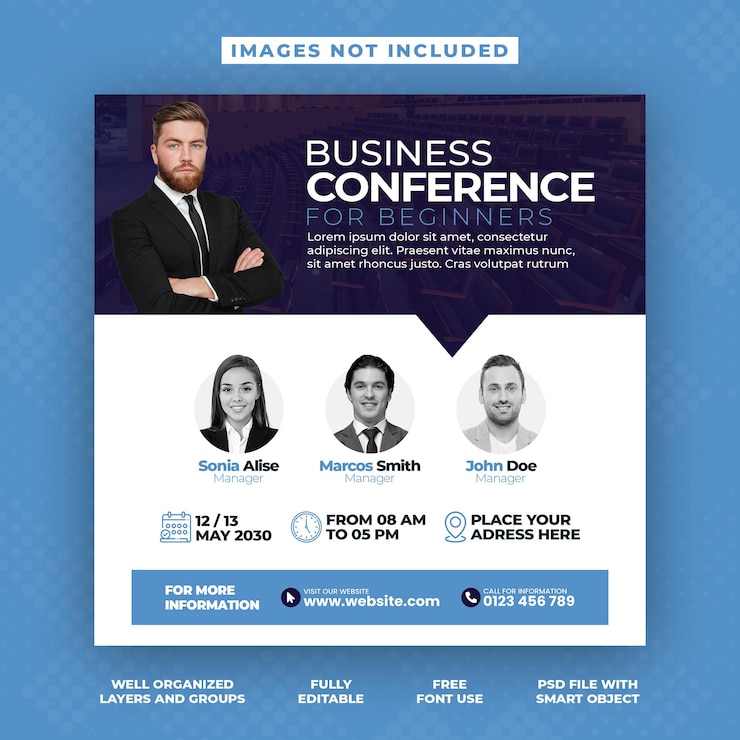 PSD psd conference business banner or corporate social media banner and instagram post