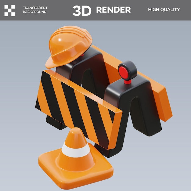 PSD Construction Barrier 3D-illustratie