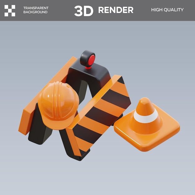 PSD Construction Barrier 3D-illustratie