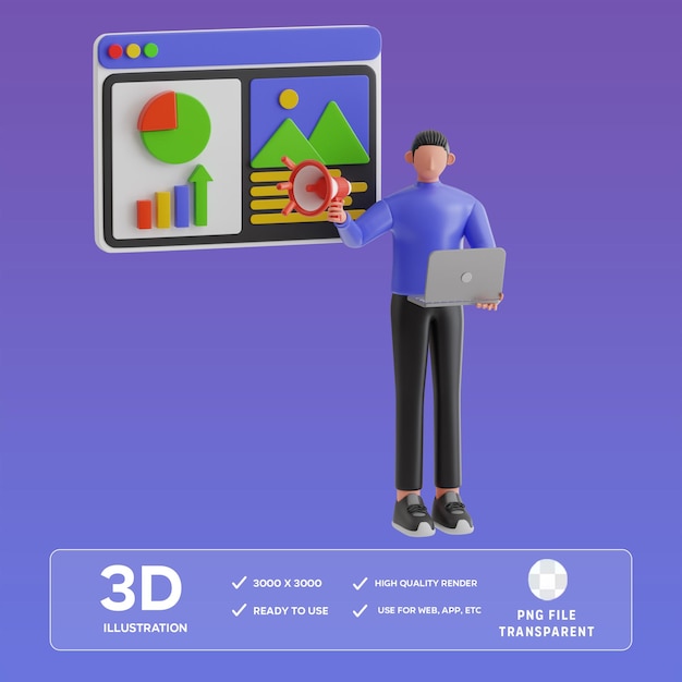 PSD Content Marketing 3D Illustration