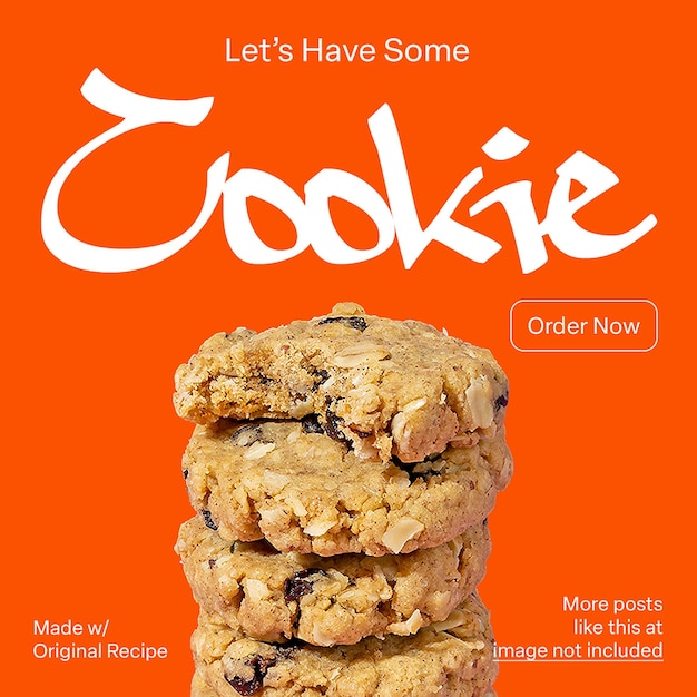 Psd cookies favorite snack typography design for social media and instagram post template