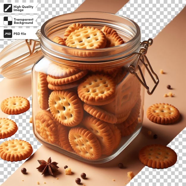 PSD psd cookies in a jar on transparent background