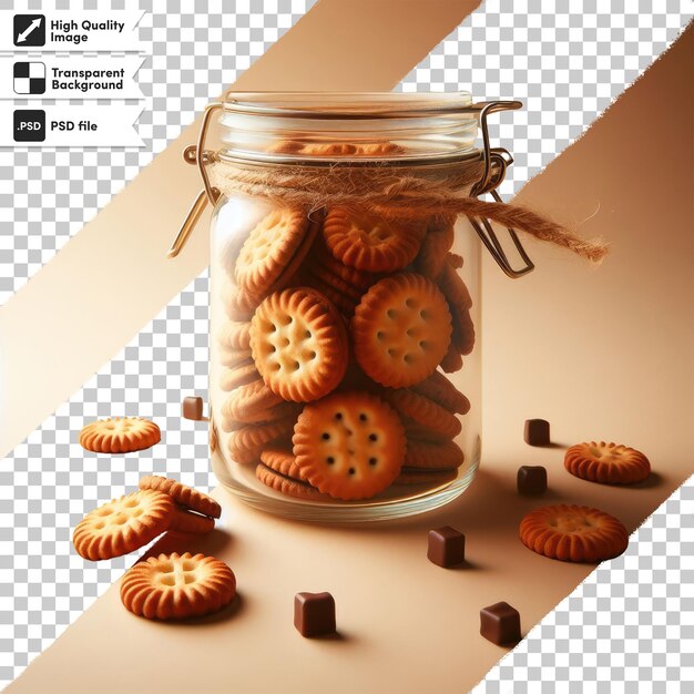 PSD psd cookies in a jar on transparent background