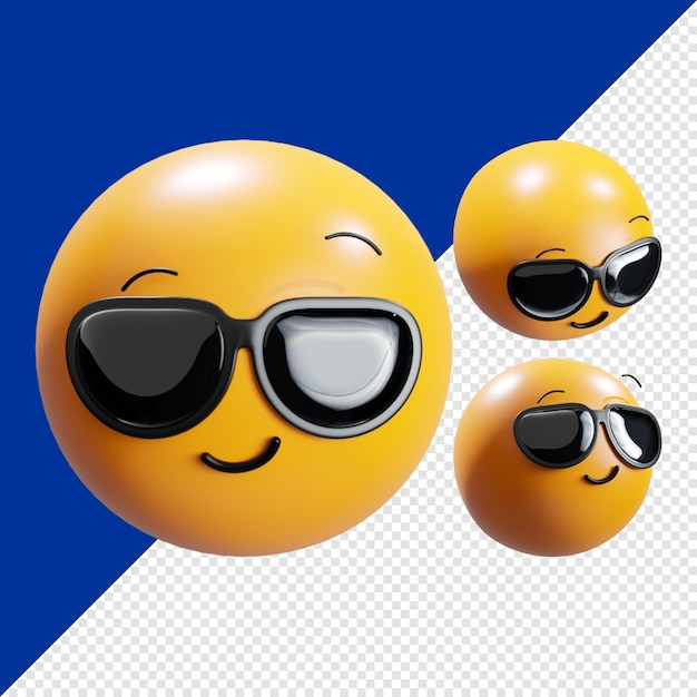 PSD psd cool sunglassess emoji icon 3d render image