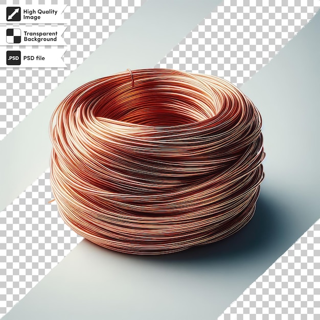 Psd copper wire bundled alone on transparent background with editable mask layer