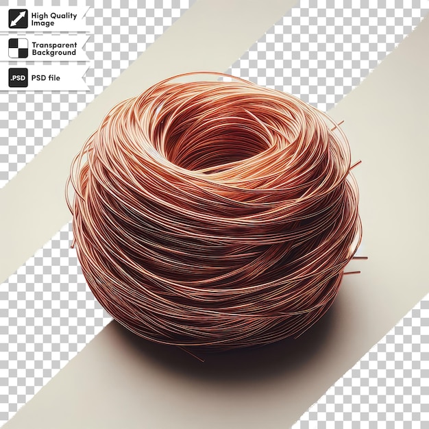 Psd copper wire bundled alone on transparent background with editable mask layer