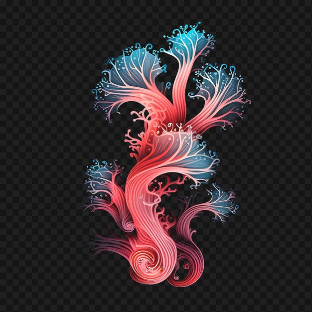 PSD psd of coral reef ocean blue coral neon lines seahorses coral neon transparent clean glow effects