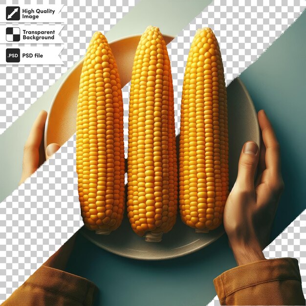 PSD psd corn on a plate on transparent background