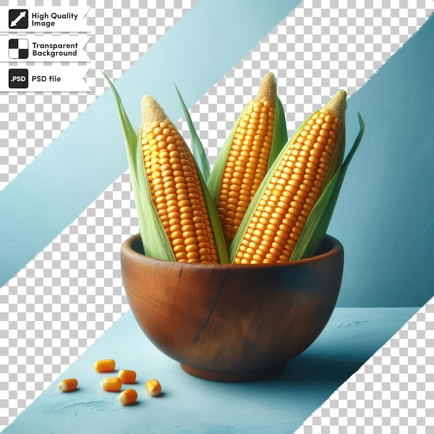 Psd corn on a plate on transparent background