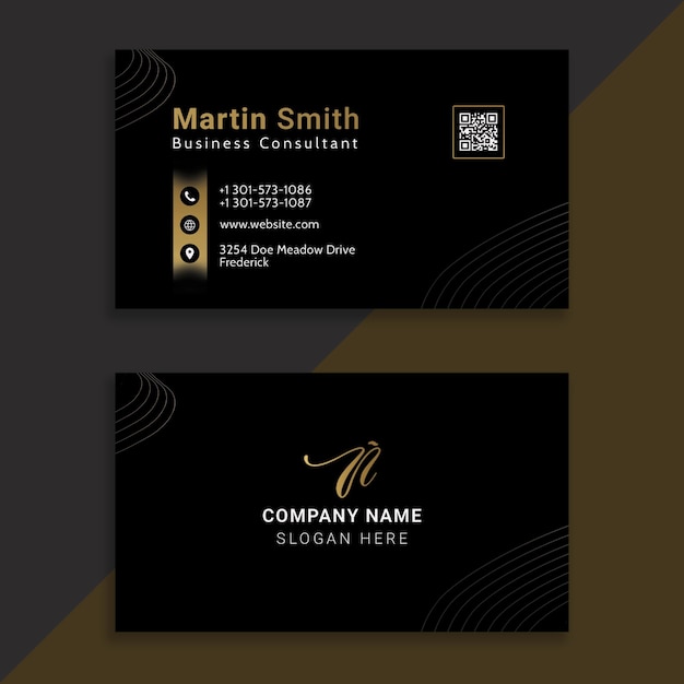 PSD psd corporate black and gold clean business card template