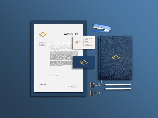 PSD psd corporate stationary mockup met visitekaartje en mockup