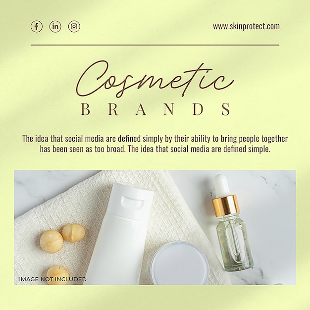 PSD psd cosmetic brands on light yellow background instagram post template