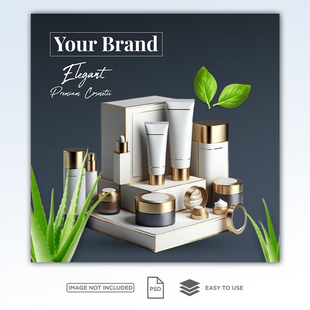 PSD psd cosmetics beauty products and makeup social media post