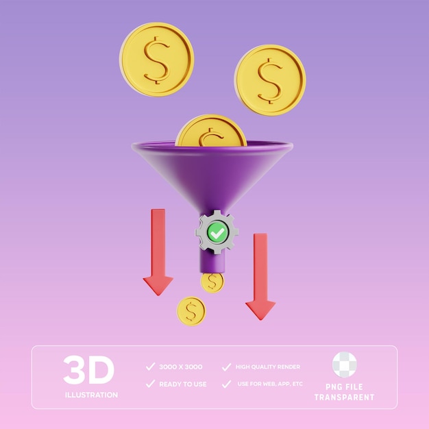 psd cost reduction 3d illustration